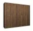 Kleiderschrank mit drei Kleiderstangen | Farbe: Walnuss | 2,5 Meter breit | drei Fächer | drei Türen | Soft-Close-Funktion | Griffe: Gold | für Schlafzimmer