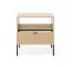 Nachtkommode | geriffelte Front | Farbe: Eiche Vicenza | 1 Schublade | 1 Ablagefach | Maße: 54 x 39 x 56 cm | Griffe & Beine: Schwarz | ABS-Kanten