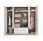 200 cm breiter Kleiderschrank mit 4 Türen, 8 Fächern und 2 Schubladen | Farbe: Weiß | Tiefe: 56 cm Abbildung