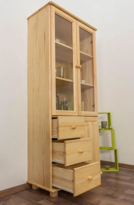 Bücherregal Bücherschrank Büchervitrine - 80 cm breit, Kiefer Holz-Massiv, Optik: Natur Abbildung