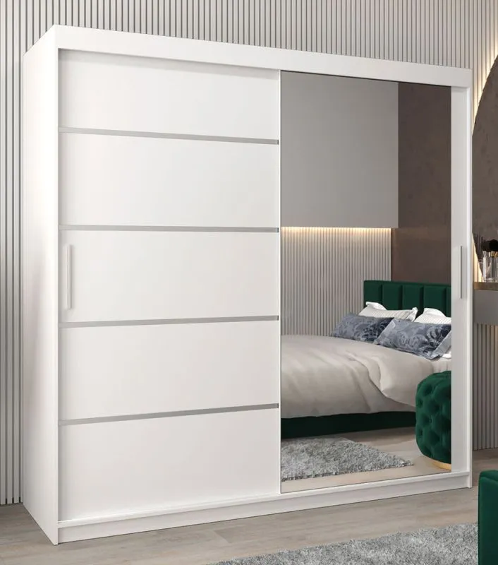 2 Meter breiter Kleiderschrank mit 2 Türen | Farbe: Weiß Abbildung