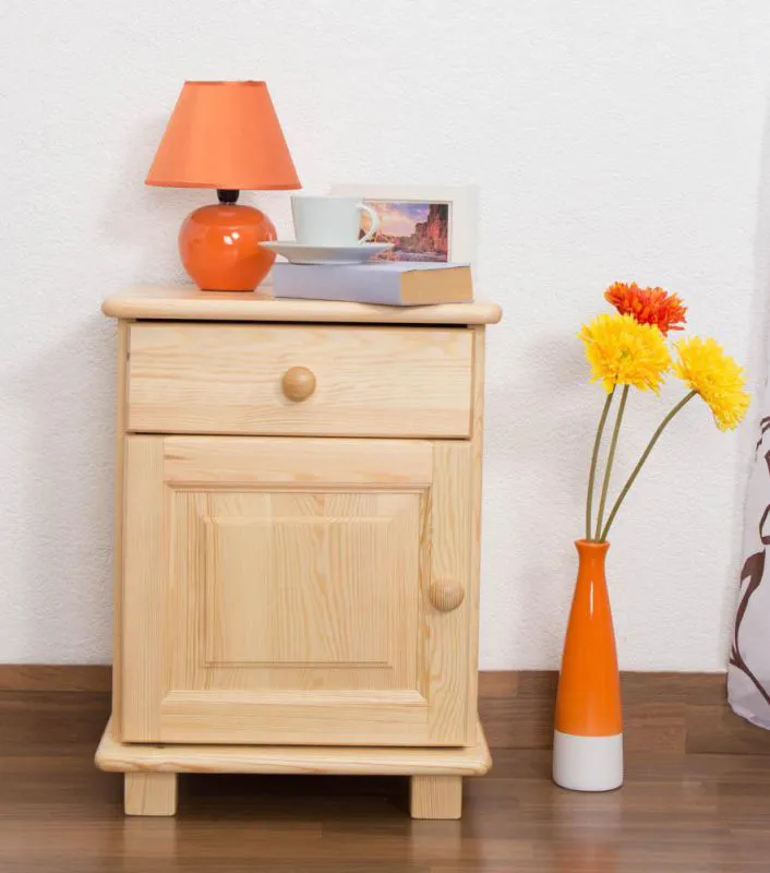 Nachtkommode Natur 55x42x35 (HxBxT) Kiefer massiv, 1 Schublade(n) Abbildung