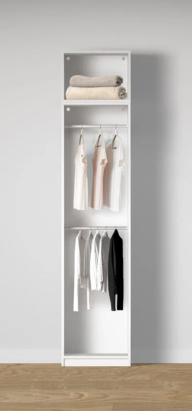 Offener Kleiderschrank | 2 Kleiderstangen | Farbe: Weiß | Regal | 51,5 x 55 x 234 cm | für Ankleidezimmer | 1 Fach | langlebiges Material | kompakter Stil