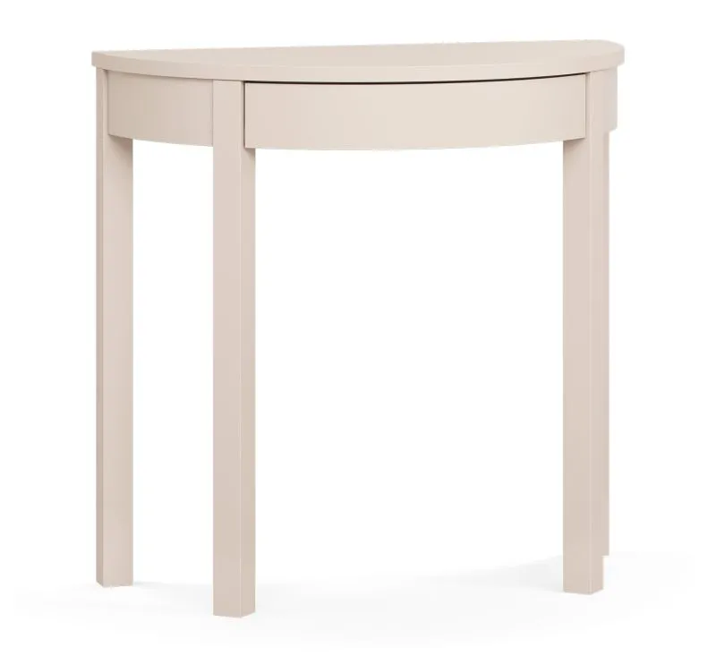 Schminktisch | Farbe: Beige | eine kleine Schublade | schlicht | Maße: 80 x 43 x 78 cm | Beine: Buchenholz | für Schlafzimmer | halbrundes Design
