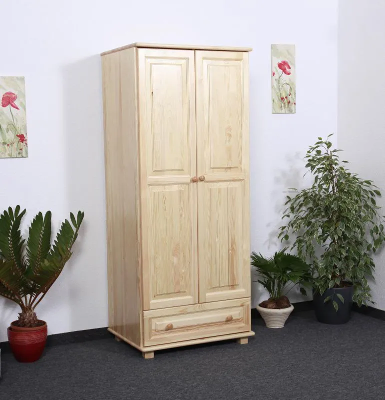 Massivholz-Kleiderschrank, Farbe: Natur 190x90x60 cm Abbildung