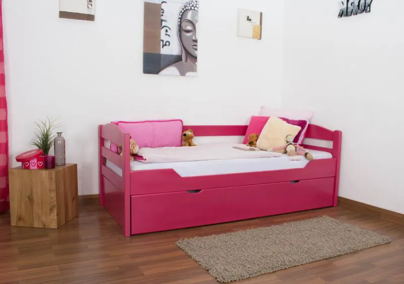Buche Bettgestell mit Schublade 90 x 200 cm Rosa Abbildung