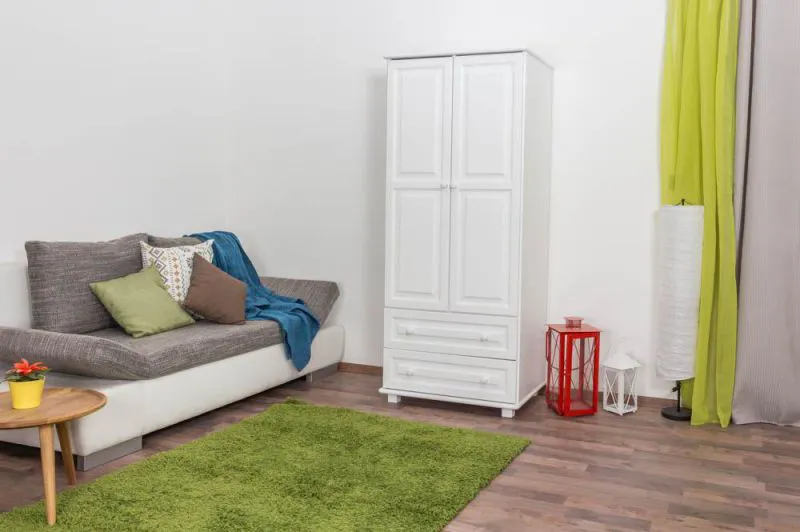 Massivholz-Schrank, Farbe: Weiß 190x80x60 cm Abbildung