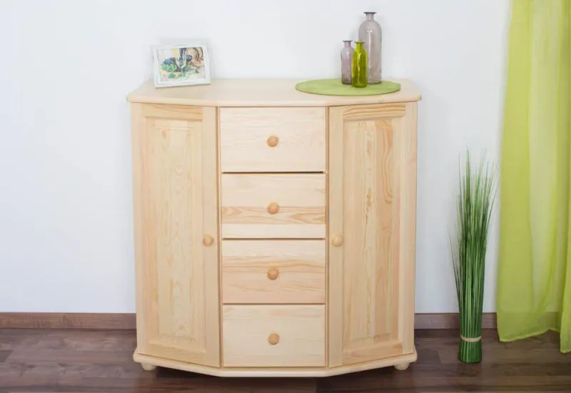 Sideboard mit 4 Schubladen, Farbe: Natur, Breite: 100 cm - Küchenschrank, Anrichte, Sideboard Abbildung