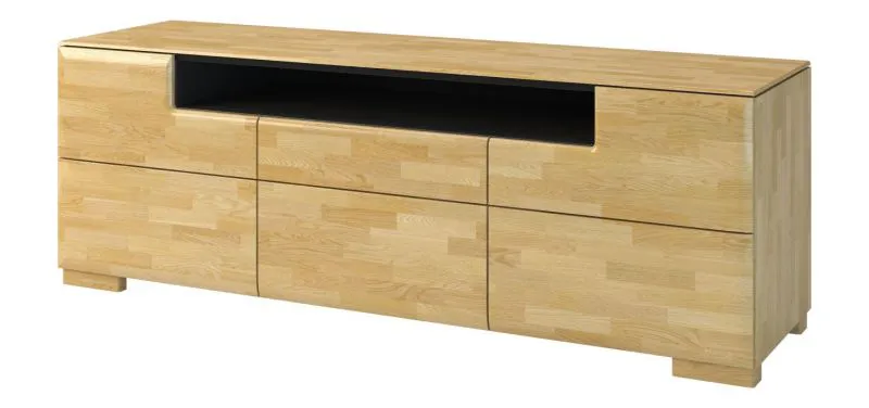 TV-Lowboard teilmassiv Farbe: Eiche / Schwarz 62x182x50 cm Abbildung