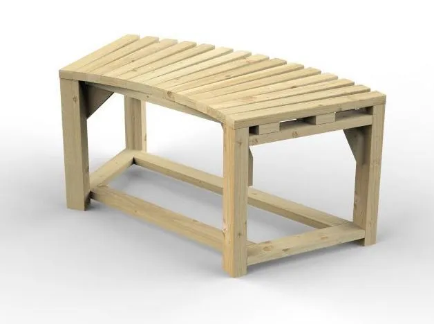 Halbrundes Bankelement Caryota aus Massivholz | Fichte angetrocknet und imprägniert | 48 x 109 x 50 cm | stabile Holzbank | Gartenbank