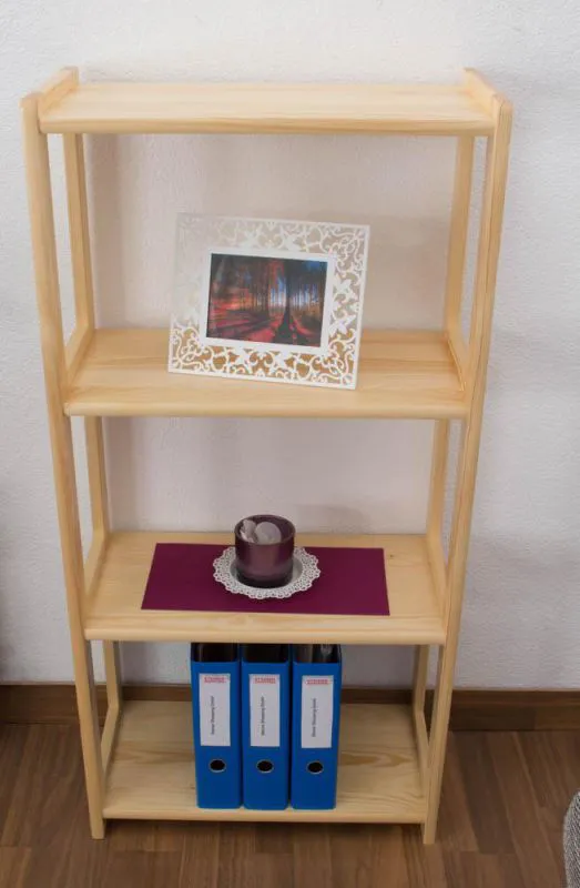 Regal, Küchenregal, Wohnzimmerregal, Bücherregal - 60 cm breit, Kiefer Holz-Massiv, Farbe: Natur Abbildung
