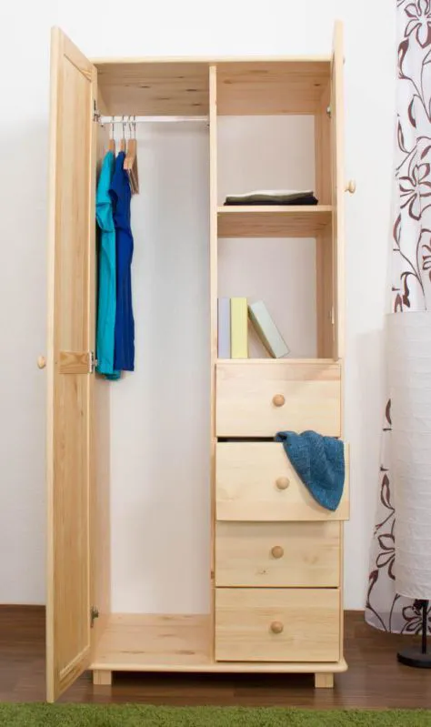 Garderobenschrank Kiefer, Farbe: Natur 190x80x60 cm Abbildung