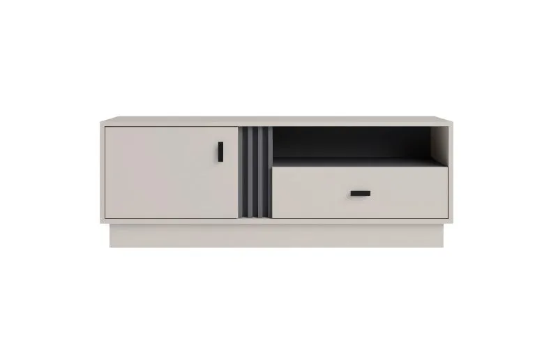 TV-Unterschrank mit einer Tür Niel 05, Farbe: Kaschmir, eine Schublade, Maße: 45 x 125 x 40 cm, zwei Fächer, für Wohnzimmer