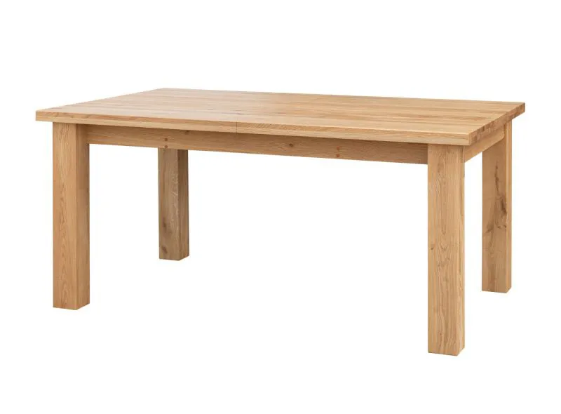 Ausziehbarer Tisch Barse 04, geölte Oberfläche, vier Standbeine, ausziehbar bis 230 cm, aus massiven Eichenholz, Maße: 75 x 140 x 90 cm, Tischplatte 4 cm dick