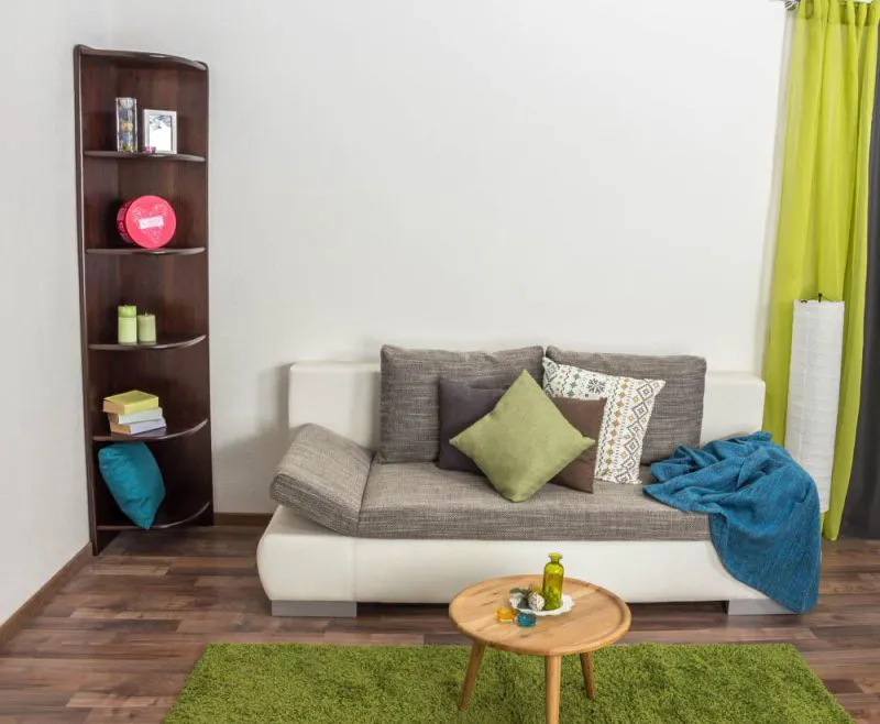 Regal, Küchenregal, Wohnzimmerregal, Bücherregal - 40 cm breit, Kiefer Holz-Massiv, Farbe: Nuss Abbildung