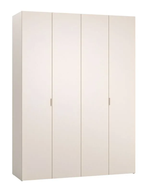 Falttüren / Kleiderschrank | Farbe: Beige | Griffe: Beige | 3 Schubladen | 3 Kleiderstangen | Maße: 180 x 57 x 241 cm | inkl. LED-Beleuchtung | Soft-Close