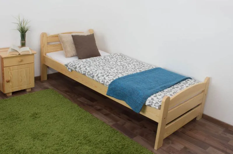 Einzelbett / Gästebett Kiefer massiv Vollholz natur 84, inkl. Lattenrost - Liegefläche 80 x 200 cm