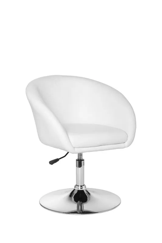 Retro Look Cocktailsessel Apolo 133, Farbe: Weiß / Chrome, Sitz 360° drehbar & höhenverstellbar