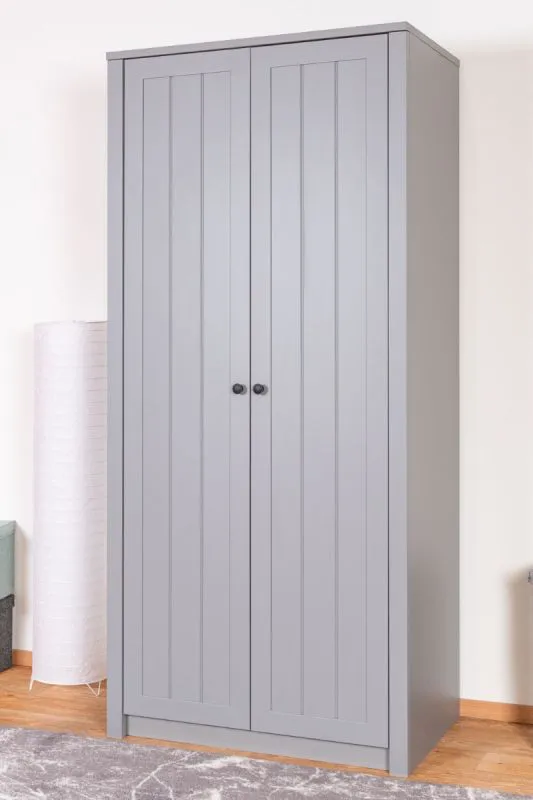 Drehtürenschrank / Kleiderschrank Segnas 09, Farbe: Grau - 198 x 90 x 53 cm (H x B x T)