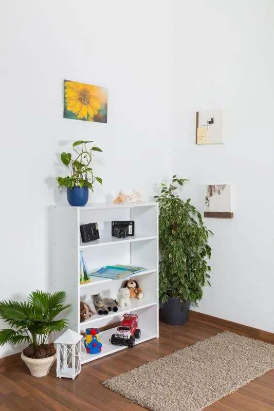 Regal - 85 cm breit, Buche Holz-Massiv, Farbe: Weiß Abbildung