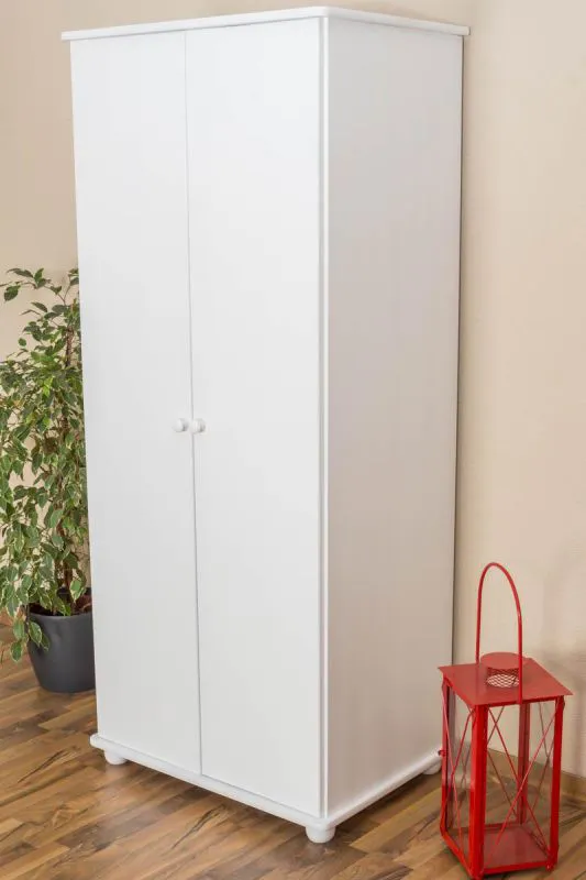 Echtholz Kleiderschrank, Farbe: Weiß 195x84x59 cm Abbildung