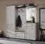 Garderobe mit Kleiderschrank | Farbe: Kaschmir / Schwarz | mit Sitzgelegenheit | 2 Kleiderstangen | Maße: 120 x 32 x 203 cm | 2 Haken | Spiegel