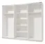Heller Schiebetürenschrank mit drei Türen Palanka 02, Farbe: Weiß / Weiß Hochglanz, zwei Kleiderstangen, sieben Fächer, Maße: 224 x 262,5 x 62,5 cm