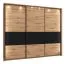 Schwebetürenschrank / Kleiderschrank Crina 11, Farbe: Eiche Artisan / Schwarz, zwei Kleiderstangen, ABS-Kanten, Maße: 224 x 262,5 x 65,5 cm