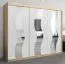 Schiebetürenschrank / Kleiderschrank Hacho 06 mit Spiegel, Farbe: Eiche Sonoma / Weiß matt - Abmessungen: 200 x 250 x 62 cm ( H x B x T)