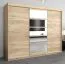 250 cm breiter Schiebetürenschrank mit 3 Türen | 10 Fächer | 2 Kleiderstangen | Farbe: Sonoma Eiche Abbildung