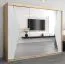 250 cm breiter Schiebetürenschrank mit 3 Türen | 10 Fächer | 2 Kleiderstangen | Farbe: Sonoma Eiche / Weiß Abbildung