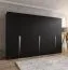 Drehtürenschrank | Farbe: Schwarz | ABS-Kanten | 3 Meter breit | 3 Kleiderstangen | Soft-Close-Funktion | Griffe: Kaschmir | 3 Fächer | Maße: 300 x 52 x 202 cm