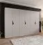 Drehtürenschrank | 6 Türen | Farbe: Kaschmir | 3 Kleiderstangen | Griffe: Schwarz | 3 Fächer | Maße: 300 x 52 x 202 cm | Soft-Close-Funktion