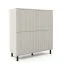 Kommode | 4 Drehtüren | Push-to-open Funktion | Kaschmir | hochwertige Verarbeitung | 8 Fächer | Maße: 100 x 40 x 112 cm | Lamellen Front | für Wohnzimmer