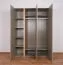 Moderner Kleiderschrank Fricourt 01, Mintgrün / Eiche dunkel, 195 x 145 x 50 cm, mit 9 Fächern und 2 Kleiderstangen, ABS-Kanten, robust und langlebig