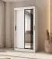 Kleiderschrank | Farbe: Weiß Matt | 2 Kleiderstangen | 5 Fächer | Schiebetürenschrank | Zuverlässiges Gleitsysteme | 100 x 62 x 200 cm | dekorative Spiegeltür