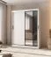 Schiebetürenschrank | Weiß Matt | 5 Fächer | 2 Kleiderstangen | Moderne Details | 1 Spiegeltür | 150 x 62 x 200 cm | Kleiderschrank