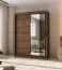 Schiebetürenschrank | Farbe: Walnuss Warmia | 5 Fächer | 2 Kleiderstangen | Moderne Details | 1 Spiegeltür | 150 x 62 x 200 cm | Kleiderschrank