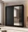 Kleiderschrank | 1 Spiegeltür | Farbe: Schwarz Matt | hochwertig Verarbeitet | 180 x 62 x 200 cm | Schiebetürenschrank | 10 Fächer | 2 Kleiderstangen