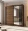 Kleiderschrank | 1 Spiegeltür | Farbe: Walnuss Warmia | hochwertig Verarbeitet | 180 x 62 x 200 cm | Schiebetürenschrank | 10 Fächer | 2 Kleiderstangen