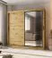 Kleiderschrank / Schiebetürenschrank | dekorative Spiegeltür | Farbe: Eiche Artisan | 10 Fächer | 2 Kleiderstangen | 200 x 62 x 200 cm | für Schlafzimmer