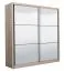 Spiegelschiebetürenschrank / Kleiderschrank mit einer Kleiderstange Panevo 04, Farbe: Eiche Grau, sechs Fächer, einfaches und modernes Design, Maße: 215,5 x 213 x 60 cm