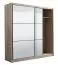 Spiegelschiebetürenschrank / Kleiderschrank mit einer Kleiderstange Panevo 04, Farbe: Eiche Grau, sechs Fächer, einfaches und modernes Design, Maße: 215,5 x 213 x 60 cm