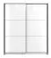 Neutraler Kleiderschrank / Schiebetürenschrank Kule 03, Farbe: Weiß, sechs Fächer, eine Kleiderstange, Maße: 210 x 179 x 62,5 cm, für Schlafzimmer