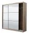 Spiegelschiebetürenschrank / Kleiderschrank mit einer Kleiderstange Panevo 04, Farbe: Eiche Grau, sechs Fächer, einfaches und modernes Design, Maße: 215,5 x 213 x 60 cm