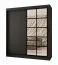 Kleiderschrank / Schiebetürenschrank | Schwarz Matt | 10 Fächer | 2 Kleiderstangen | hochwertig Verarbeitet | 180 x 62 x 200 cm | dekorative Spiegeltür