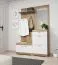 Garderobe Ellenbrook 01, Farbe: Eiche Riviera / Weiß - Abmessungen: 197 x 135 x 34 cm (H x B x T), mit drei Haken und einen Spiegel