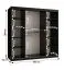 Neutraler Kleiderschrank mit genügend Stauraum Liskamm 38, Farbe: Weiß matt / Schwarz matt - Abmessungen: 200 x 180 x 62 cm (H x B x T), mit einer Spiegeltür