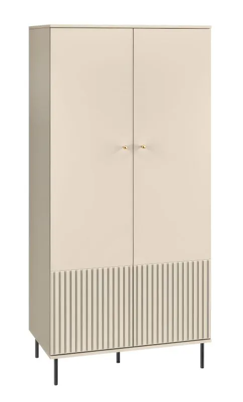 Kleiderschrank mit viel Stauraum Petkula 01, Farbe: Beige hell - Abmessungen: 190 x 92 x 53 cm (H x B x T), mit 2 Türen und 2 Fächern