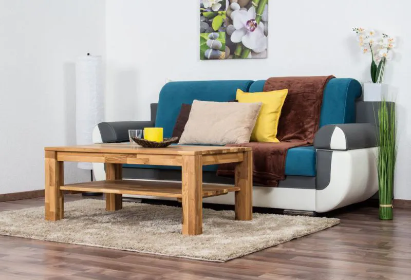 Couchtisch Eiche Massivholz Farbe: Natur 45x105x65 cm Abbildung
